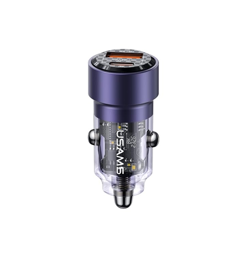 Автомобильная зарядка Usams CC208 C39) PD+QC 60W сиреневый
