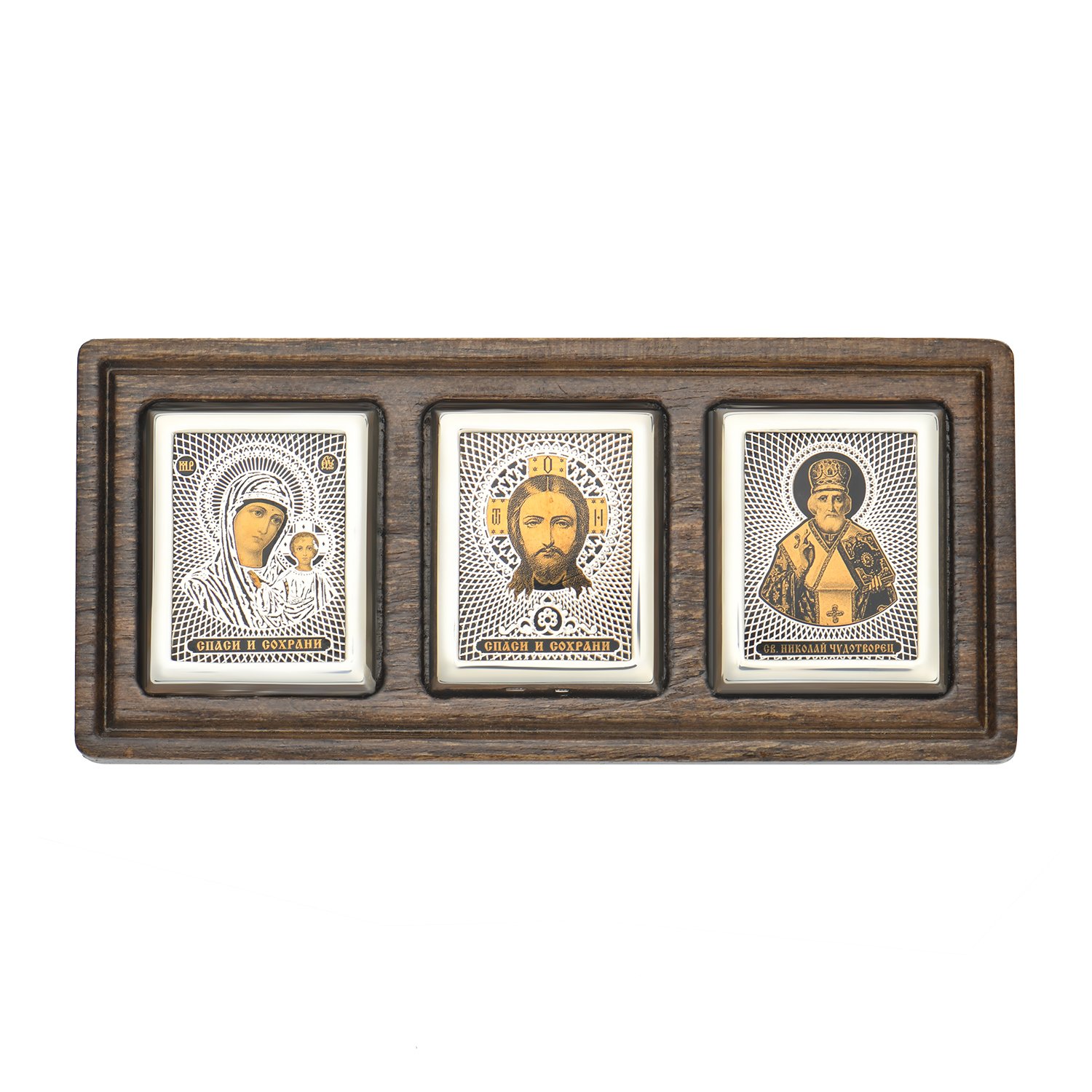 Деревянная автомобильная икона с обсидианом